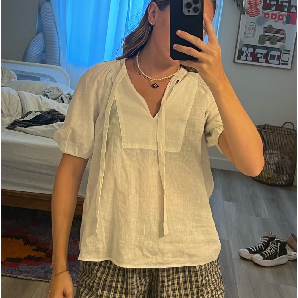 Linen blend top